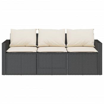 2-tlg. Garten-Essgruppe mit Kissen Schwarz Poly Rattan