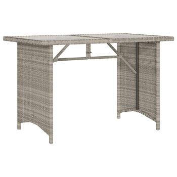 ARDEBO.de - Gartentisch mit Glasplatte Hellgrau 110x68x70 cm Poly Rattan