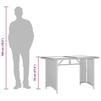 Gartentisch mit Glasplatte Hellgrau 110x68x70 cm Poly Rattan