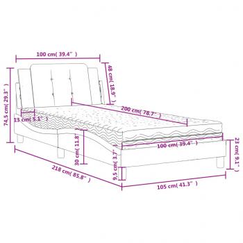 Bett mit Matratze Cappuccino-Braun 100x200 cm Kunstleder