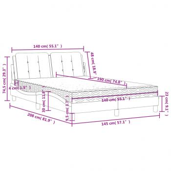 Bett mit Matratze Cappuccino-Braun 140x190 cm Kunstleder