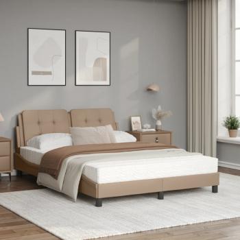 Bett mit Matratze Cappuccino-Braun 140x190 cm Kunstleder