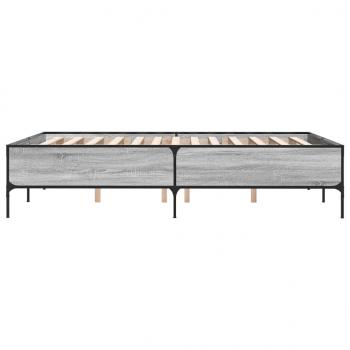 Bettgestell Grau Sonoma 140x190 cm Holzwerkstoff und Metall