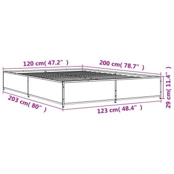 Bettgestell Grau Sonoma 120x200 cm Holzwerkstoff und Metall