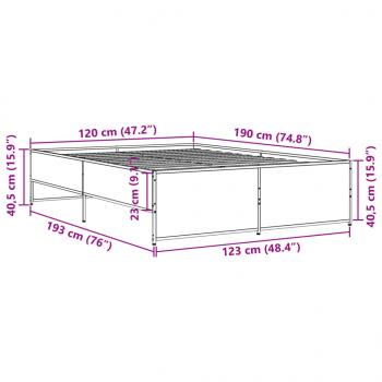 Bettgestell Sonoma-Eiche 120x190 cm Holzwerkstoff und Metall