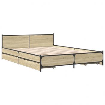 Bettgestell mit Schubladen Sonoma-Eiche 135x190cm Holzwerkstoff