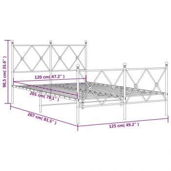 Bettgestell mit Kopf- und Fußteil Metall Schwarz 120x200 cm