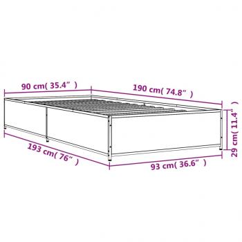 Bettgestell Sonoma-Eiche 90x190 cm Holzwerkstoff und Metall