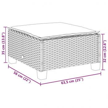 Gartenhocker mit Kissen Grau 63,5x56x32 cm Poly Rattan