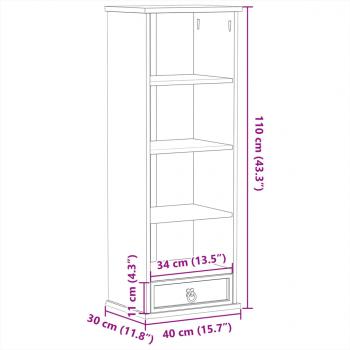 CD-Schrank Corona 40x30x110 cm Massivholz Kiefer