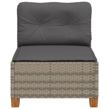 Gartensofa ohne Armlehnen mit Kissen Grau Poly Rattan