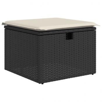 11-tlg. Garten-Sofagarnitur mit Kissen Schwarz Poly Rattan