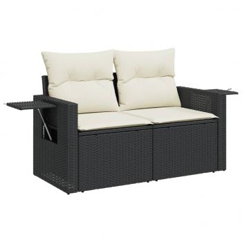 5-tlg. Garten-Sofagarnitur mit Kissen Schwarz Poly Rattan