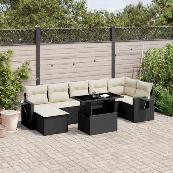 ARDEBO.de - 8-tlg. Garten-Sofagarnitur mit Kissen Schwarz Poly Rattan