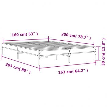 Bettgestell Schwarz 160x200 cm Holzwerkstoff und Metall