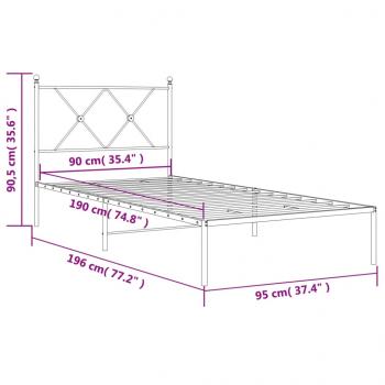 Bettgestell mit Kopfteil Metall Schwarz 90x190 cm