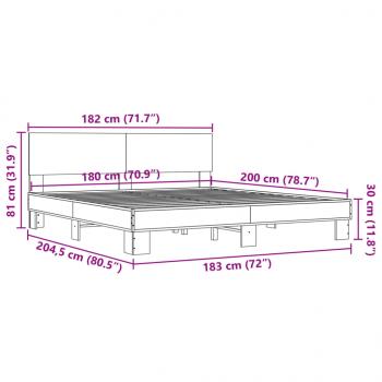 Bettgestell Sonoma-Eiche 180x200 cm Holzwerkstoff und Metall