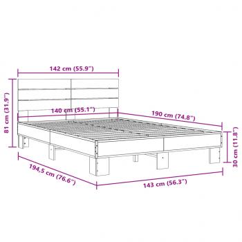 Bettgestell Schwarz 140x190 cm Holzwerkstoff und Metall