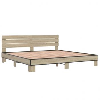 Bettgestell Sonoma-Eiche 180x200 cm Holzwerkstoff und Metall