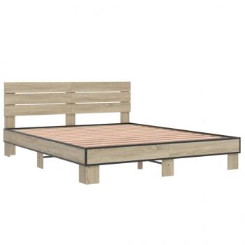 Bettgestell Sonoma-Eiche 160x200 cm Holzwerkstoff und Metall