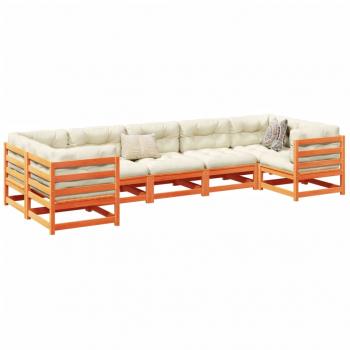 ARDEBO.de - 7-tlg. Garten-Sofagarnitur Wachsbraun Massivholz Kiefer