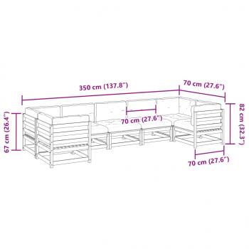 7-tlg. Garten-Sofagarnitur mit Kissen Massivholz Douglasie