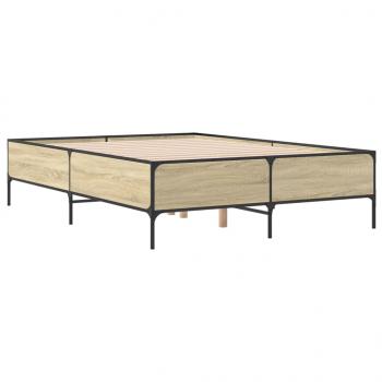 Bettgestell Sonoma-Eiche 150x200 cm Holzwerkstoff und Metall