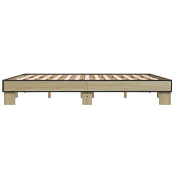 Bettgestell Sonoma-Eiche 200x200 cm Holzwerkstoff und Metall