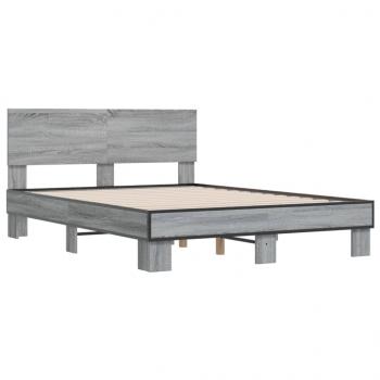 Bettgestell Grau Sonoma 120x190 cm Holzwerkstoff und Metall