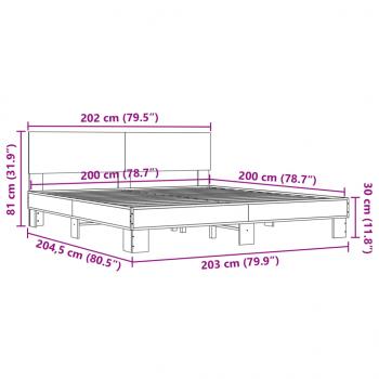 Bettgestell Räuchereiche 200x200 cm Holzwerkstoff und Metall