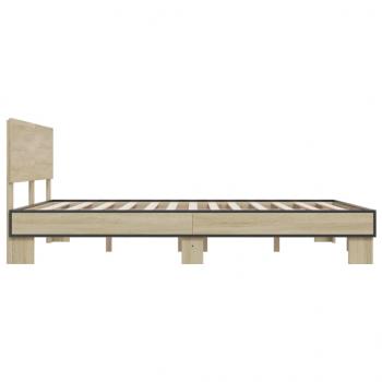 Bettgestell Sonoma-Eiche 150x200 cm Holzwerkstoff und Metall