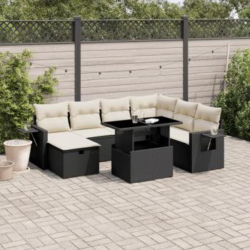 ARDEBO.de - 8-tlg. Garten-Sofagarnitur mit Kissen Schwarz Poly Rattan