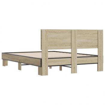 Bettgestell Sonoma-Eiche 140x190 cm Holzwerkstoff und Metall