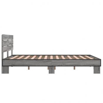 Bettgestell Grau Sonoma 120x190 cm Holzwerkstoff und Metall