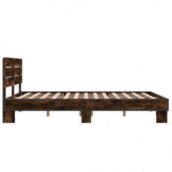 Bettgestell Räuchereiche 140x190 cm Holzwerkstoff und Metall