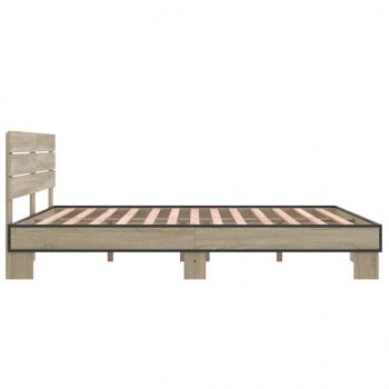 Bettgestell Sonoma-Eiche 150x200 cm Holzwerkstoff und Metall