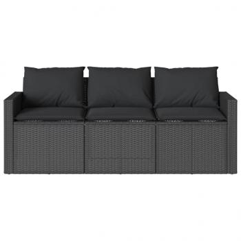 2-tlg. Garten-Essgruppe mit Kissen Schwarz Poly Rattan