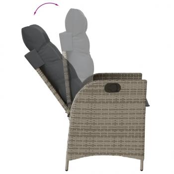 5-tlg. Garten-Essgruppe mit Kissen Grau Poly Rattan