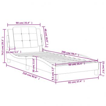 Bettgestell mit Kopfteil Cappuccino-Braun 90x200 cm Kunstleder