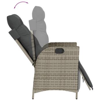 5-tlg. Garten-Essgruppe mit Kissen Grau Poly Rattan