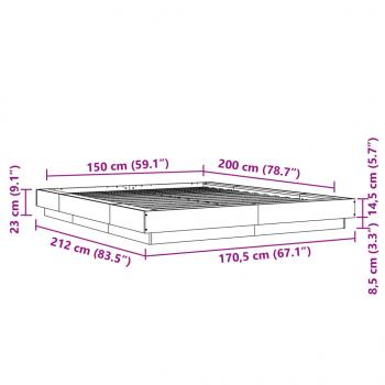 Bettgestell Sonoma-Eiche 150x200 cm Holzwerkstoff