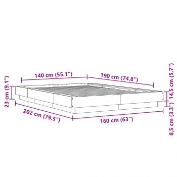 Bettgestell Räuchereiche 140x190 cm Holzwerkstoff