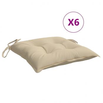 Stuhlkissen 6 Stk. Beige 40x40x7 cm Oxford-Gewebe