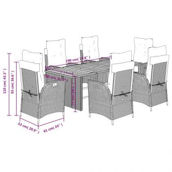 7-tlg. Garten-Essgruppe mit Kissen Beigemischung Poly Rattan