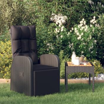 ARDEBO.de - Garten-Liegestuhl mit Auflage Poly Rattan Schwarz