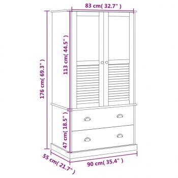 Kleiderschrank VIGO 90x55x176 cm Massivholz Kiefer