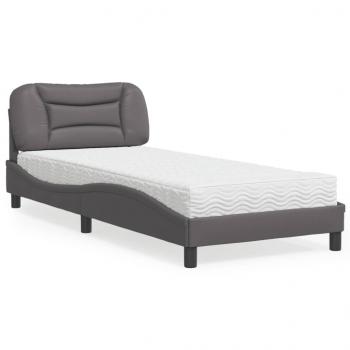 ARDEBO.de - Bett mit Matratze Grau 80x200 cm Kunstleder