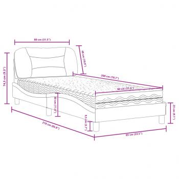 Bett mit Matratze Grau 80x200 cm Kunstleder