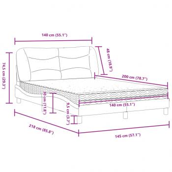 Bett mit Matratze Cappuccino-Braun 140x200 cm Kunstleder