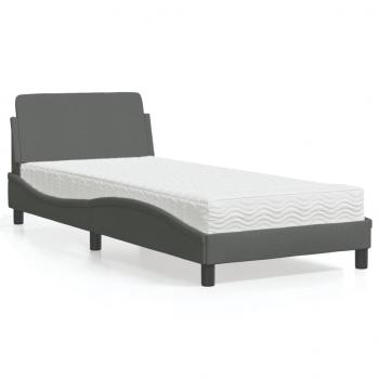 ARDEBO.de - Bett mit Matratze Dunkelgrau 80x200 cm Stoff